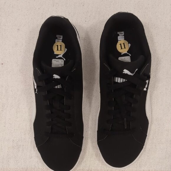 PUMA Men s Smash V2 Soft Suede Sneakers Black White 11 - Picture 5 of 8